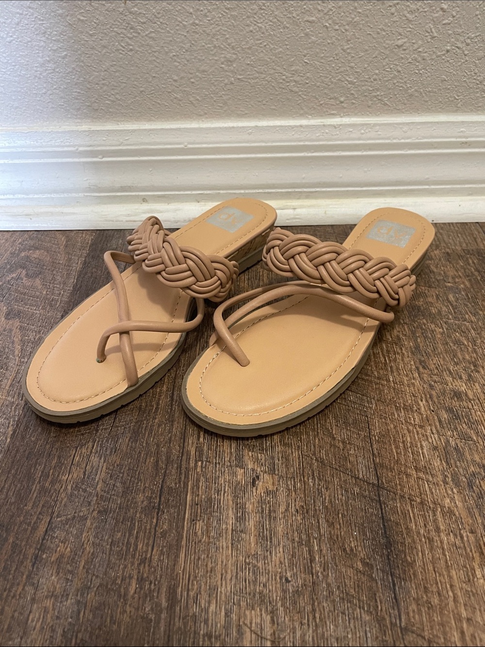Woven Strap Tan Women's Slide Sandals